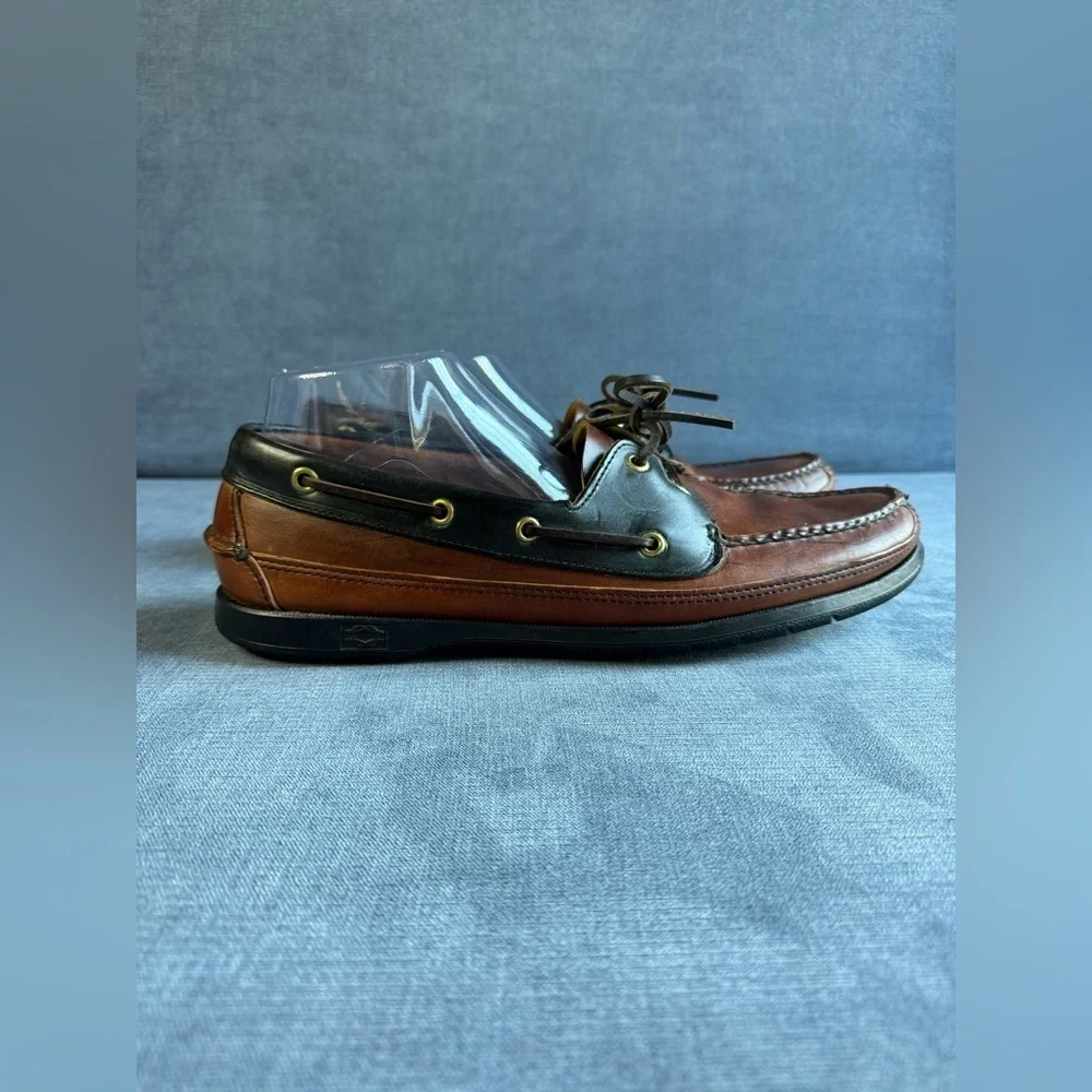Life Outdoors Slip On Loafer Boat Shoes Men’s SZ 11 Black Brown Leather Preppy